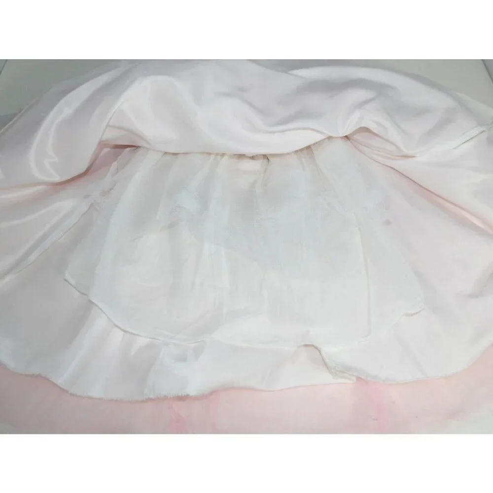Little girls PRINCESS DRESS pink & off white with flowers size M fits 24